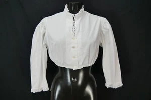 Gr.42 Dirndlbluse weiß Bluse für Dirndl Baumwolle mit Spitze B10479 - Bild 1 von 4