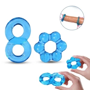 Stretchy Jelly Penis Cock Rings Set Male Prolong Delay Sex Toy - Picture 1 of 9