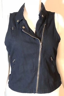 Worn Once - Black Vest Zipper Accents Sleeveless Pockets Maurices Size Medium - Image 1 of 3