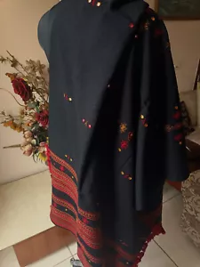 Traditioneller Stammes-RAJASTHANI-Tuch. Jacquard Design verspiegelte Wollmischung Halstuch. - Bild 1 von 5