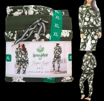 Honeydew Womens Size XL  2-Piece Super Soft Pajama Set Olive  Floral - Image 1 of 4