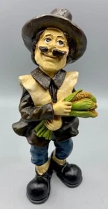 Pilgrim Man holding Corn Figurine Thanksgiving Ceramic Decor Nice - Picture 1 of 8