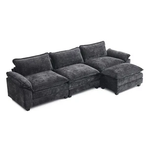 122'' Sectional Sofa Set with Convertible Footstool Living Room Furniture Couch - Picture 1 of 27