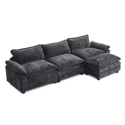 122'' Sectional Sofa Set with Convertible Footstool Living Room Furniture Couch - Image 1 of 4