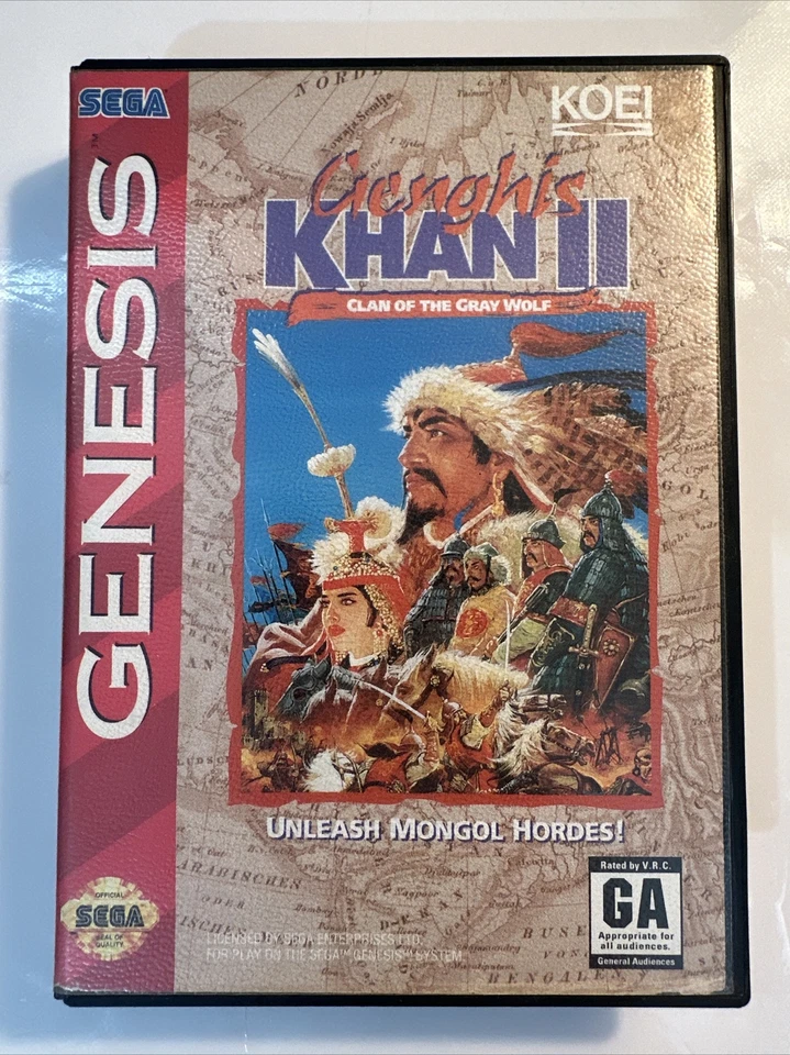 Genghis Khan 2 Clan Of The Gray Wolf Sega Genesis KOEI 1993 **No Manual** - Image 1 of 4