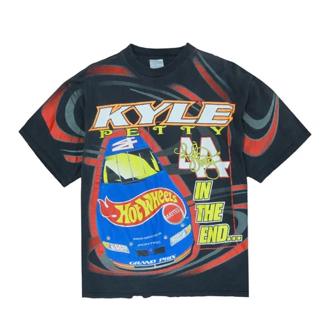Vintage Kyle Petty Hot Wheels Racing T-Shirt Size XL All Over 1999 90s NASCAR Cover