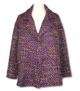 SLINKY BRAND (1X) Lined Open Front Jacket Multi Color Sequins LN - Picture 1 of 3