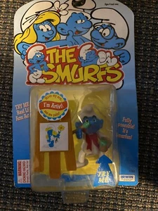 The Smurfs Artist Poseable Figure Irwin #13010 Peyo 1996 Vintage - Picture 1 of 10
