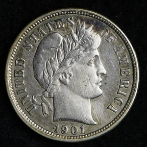 1901-O Barber Silver Dime AU+ E263 TSHF - Picture 1 of 2
