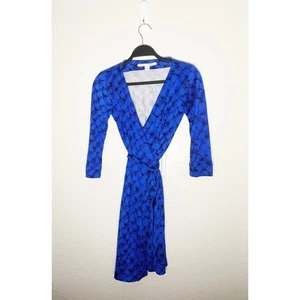 Diane von Furstenberg Women's Julian Two Jersey Silk Wrap Dress Alligator Blue 4 - Picture 1 of 10