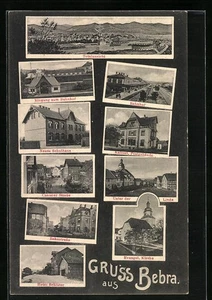 AK Bebra, Totalansicht, der Bahnhof, neues Schulhaus, Hotel Schlüter, Kaiserlic  - Picture 1 of 2