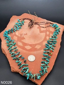 Necklace Native American 3 Strand Heishi Shell Turquoise Stone & Bear Fetish - Picture 1 of 3