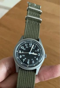 Military 38mm Vintage Watch Quartz Movement Field Watches Domed Sapphire Crystal - Bild 1 von 6