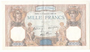 (FR1) LOT DE 2 BILLETS 1000 Francs CERES ET MERCURE 21-09-1939 SUP Fayette 38.3 - Picture 1 of 4