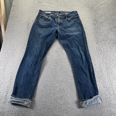 VTG Gap 1969 Jeans Men's 34x34 Blue Cotton Denim Skinny Workwear Faded Selvage - Image 1 of 4