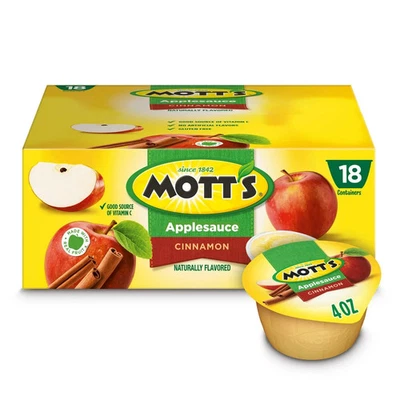 Mott's Cinnamon Applesauce, 4 Ounce Cups, 18 Count New FREESHIPPING