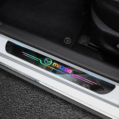4PCS Luminous Car Door Plate Sill Scuff Anti-scratch Sticker Protector for Mazda Foto 1 de 4