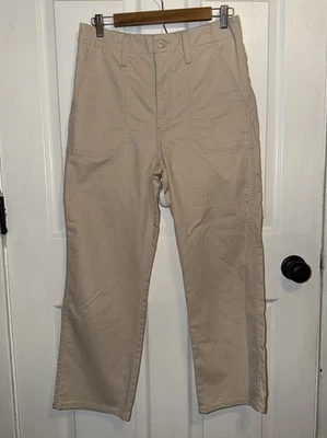 Pantalones utilitarios Levi’s para mujer color crema pierna ancha talla 28 algodón a rayas tiro alto Foto 1 de 4