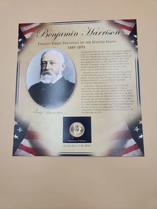 BENJAMIN HARRISON 23rd President $1 Commemorative Coin/Stamps - Picture 1 of 9