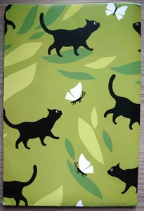 Wrapping Paper Black Cat with White Butterfly - 68cm x 50cm - 2 sheets - Picture 1 of 2