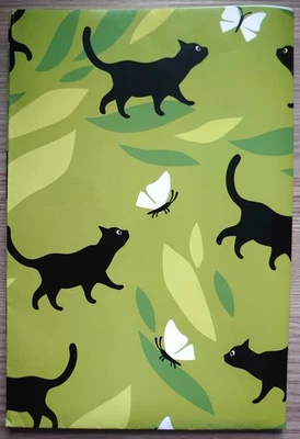 Wrapping Paper Black Cat with White Butterfly - 68cm x 50cm - 2 sheets - Image 1 of 2