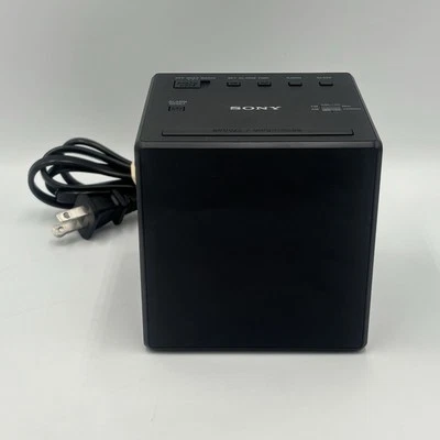 Sony ICF-C1 Black Cube AM / FM Alarm Clock Radio - Tested & Working - Image 1 of 4