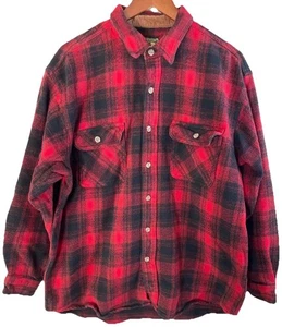 Field & Stream Camicia Uomo XL Rosso Nero Bufalo Plaid Flanella Bottoni Outdoor - Foto 1 di 6