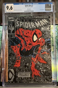 SPIDER-MAN #1 SILVER EDITION VARIANT CGC 9.6 MARVEL WHITE PAGES MCFARLANE COVER - Bild 1 von 4
