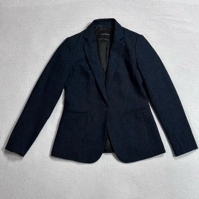 Banana Republic Charcoal/Green Wool Blend Tweed Blazer Single Button Size 0 - Image 1 of 4