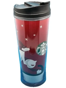 Starbucks Coffee Tumbler Mug Cup Tea Holiday Christmas Sled Dog Red Hot Coco - Picture 1 of 4