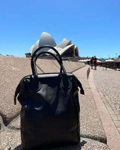 Italian Grain Leather Doctor Bag Backpack, Leather Minimalist Designer Bag, Lady - Picture 1 of 10