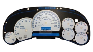Custom White Gauge Face Overlay with Trans Temp 03 04 05 Silverado Sierra Tahoe - Picture 1 of 10