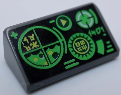 Lego 4x Dark Bluish Gray Slope 30 1 x 2 x 2/3 with Green Gauges and Radar Screen - Image 1 of 2