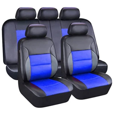 5 Seats Car Seat Covers PU Leather Front Rear Chair Cushion Full Set Protector - Image 1 of 4