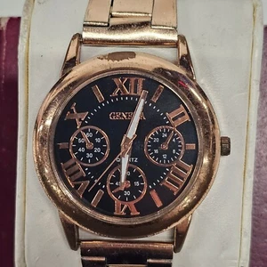 Reloj Pulsera Geneva Ligero Tono Latón Cronógrafo (para Piezas) 7-3/4" - Imagen 1 de 9