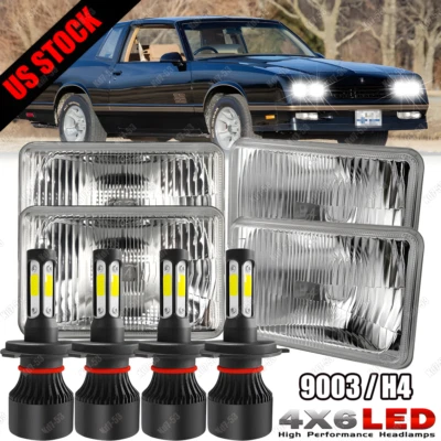 For Chevrolet Monte Carlo 80-1988 El Camino 4PCS 4x6" LED Headlights Hi/Lo Beam — 第 1/4 张图片