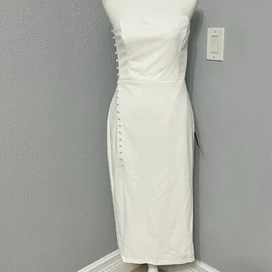 Neu mit Etikett Lulus trägerloses Midikleid Loving The Feeling weiß trägerlos figurbetont Größe L - Bild 1 von 12