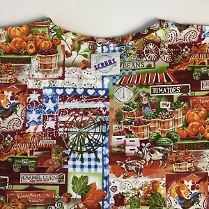 S.C.R.U.B.S. Scrub Top Size Large Fall Harvest Autumn Farmers Market Vintage - Picture 1 of 7