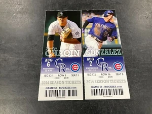 Rockies 2014 Ticket Stub 8/6/14-8/7/14 vs Cubs - Imagen 1 de 3