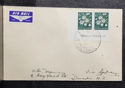 (NZL-210)NEW ZEALAND 1960 envelope with pair stamps SG788 SPECIAL pmk - Image 1 of 2