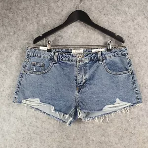 Cotton On Shorts Womens 18 Blue Low Rise Denim Distressed NEW 10013 - Picture 1 of 12