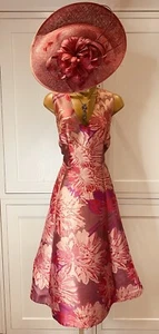 Monsoon UK 12/14 rosa Mix Blumen Fit & Flare Midi ärmellos Anlass Kleid - Bild 1 von 15