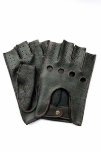 Fingerlose Hirschleder Handschuhe Herren Fahren Auto-Radfahren Fitness schwarz - Bild 1 von 4
