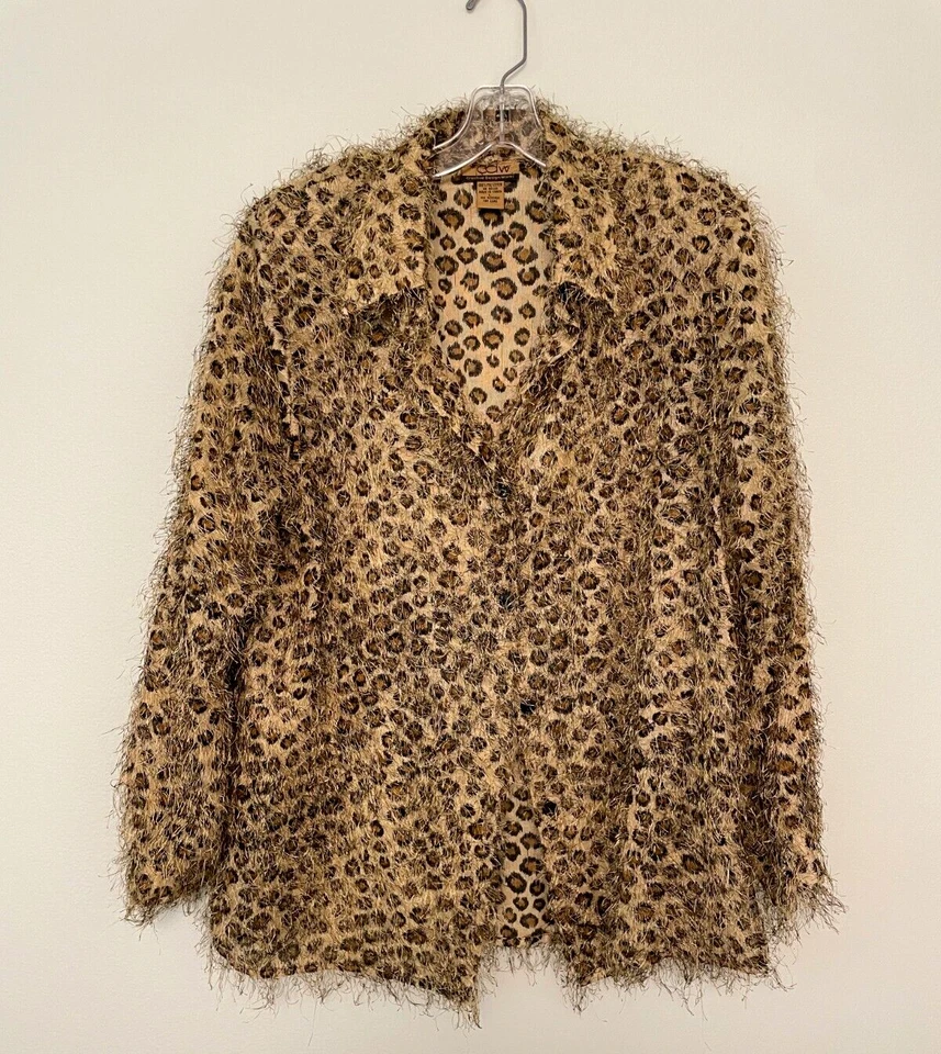 Chaqueta Blazer Mujer Vintage Talla Grande Estampado Leopardo Difusa Mob Esposa Años 90 Y2K Foto 1 de 4