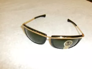 Vintage Ray-Ban Sonnenbrille 1990er schwarz/goldfarben mit Seitenschutz Olympian G15 L1000 XSAR 4 3/4 - Bild 1 von 10
