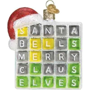 Old World Christmas MERRY WORDS (44196) Glass Ornament w/ OWC Box - Picture 1 of 4