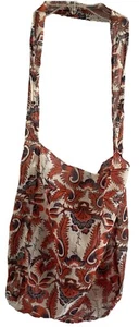 FREE PEOPLE Sheer Hobo Shoulder Crossbody Bag Lightweight Logo Orange & Blue - Picture 1 of 3