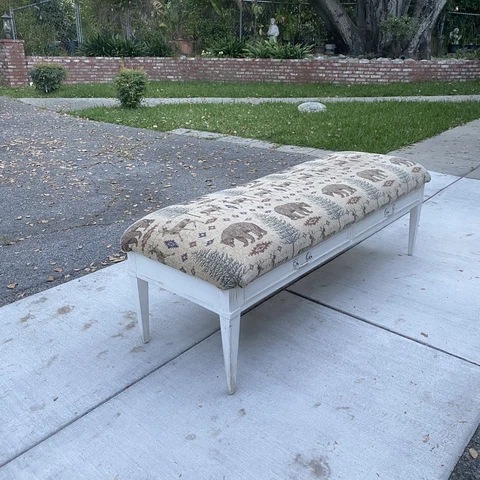 Bench Couch Wooden Ottoman Aztec Southwest Upholstered Bench Nature Style Cover