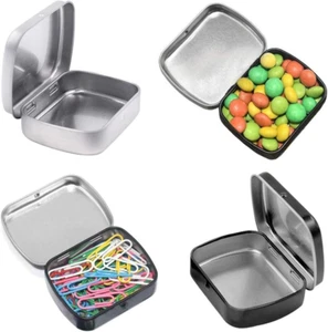 9 Pack Metal Rectangular Hinged Tin Boxes with Lid,2.4X1.8X0.6 Inch - Picture 1 of 12
