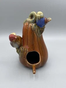 Vintage Decorative Gourd Bird House With 2 Birds Attached Ceramic - Picture 1 of 12